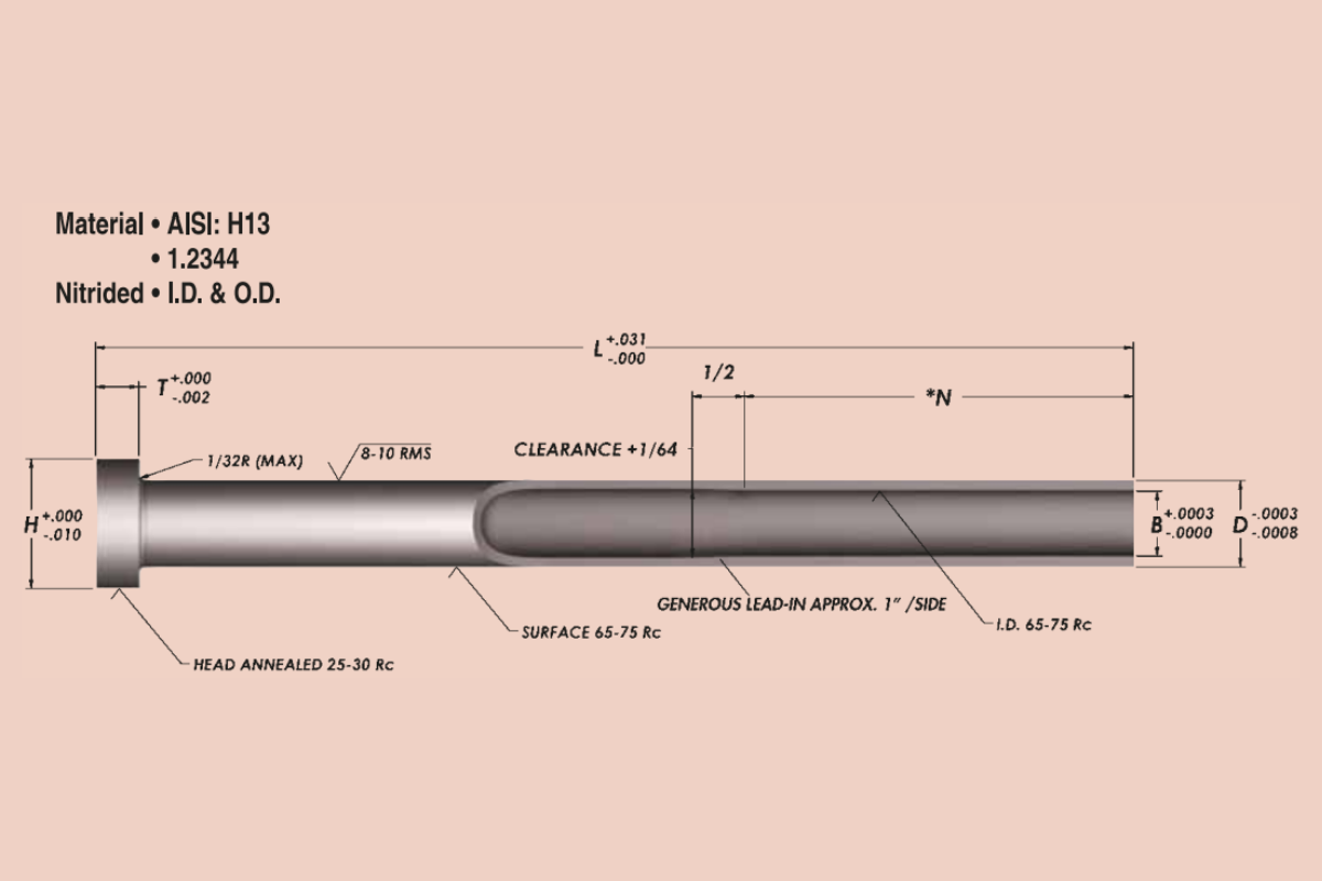 Ejector Sleeves Nitrided Parallel Inch 3/16 3" SE02L03